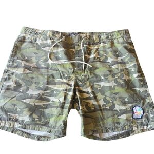Reyn Spooner Camo Fish Elastic Waist Swim Shorts Mens Size 2XL
